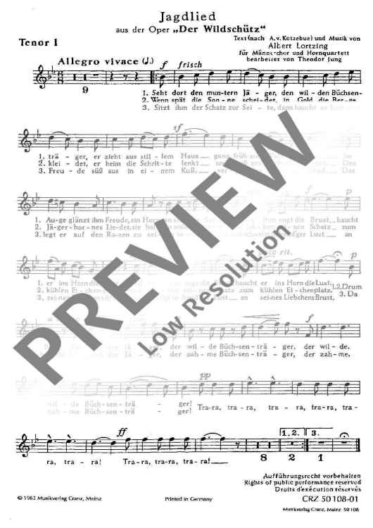 Jagdlied - Tenor I
