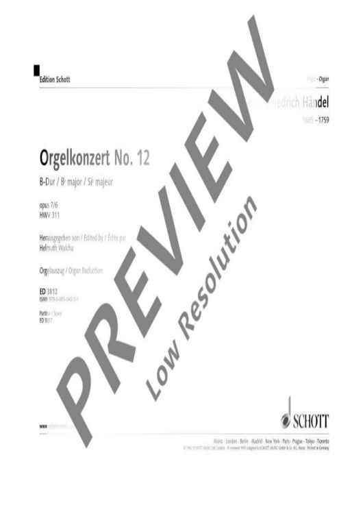 Organ Concerto No. 12 B Major - Organ Reduction