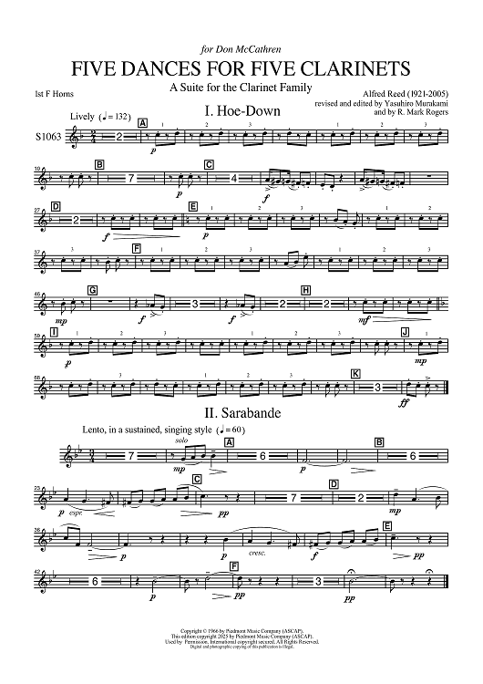 Five Dances for Five Clarinets - 1st F Horns