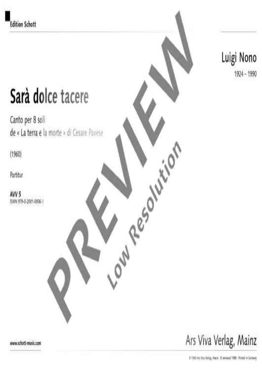 Sarà dolce tacere - Score