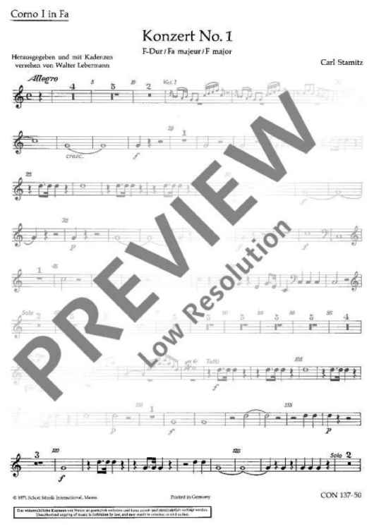 Concerto No. 1 F major - Horn 1