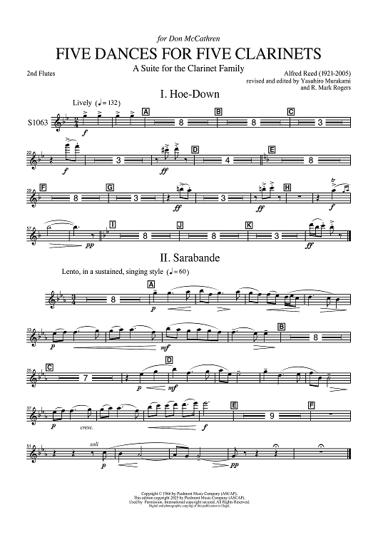 Five Dances for Five Clarinets - 2nd Flutes