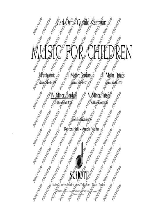 Music for Children - Vocal And Performing Score