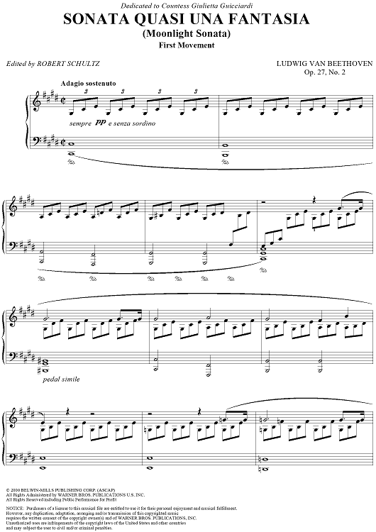 Sonata Quasi Una Fantasia (Moonlight Sonata) Movement 1&quot