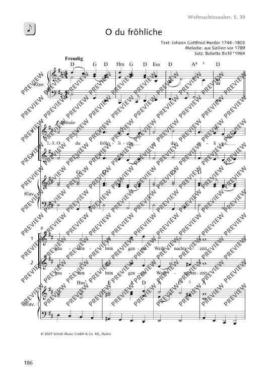 O du fröhliche" Sheet Music for For Two Part Choir And Piano - Sheet