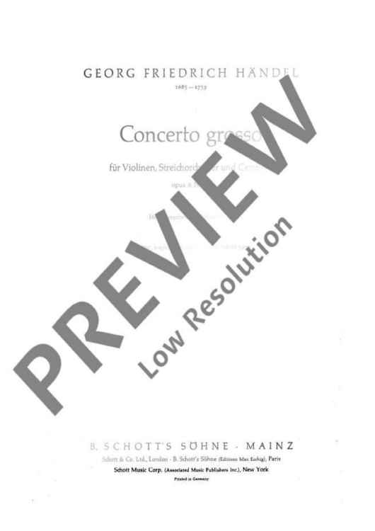 Concerto grosso in B flat major - Score