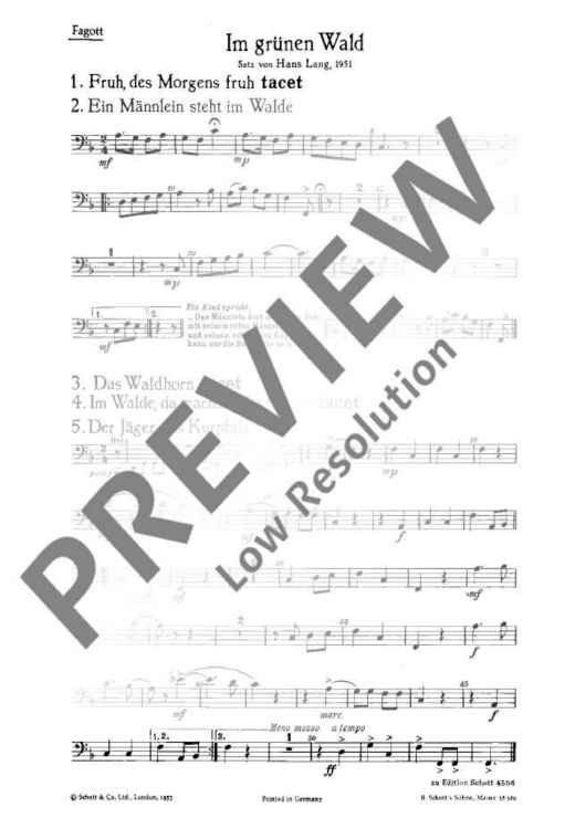 Im grünen Wald - Bassoon