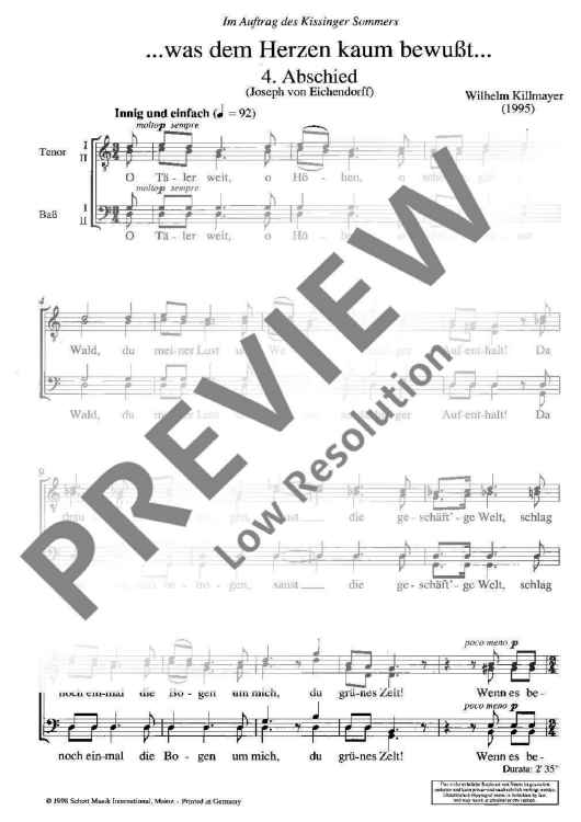 ... was dem Herzen kaum bewusst ... - Choral Score