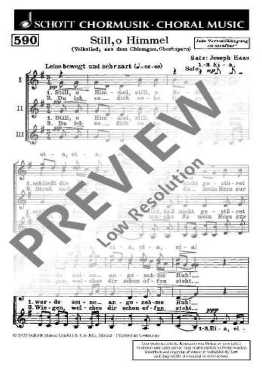 Still, o Himmel - Choral Score