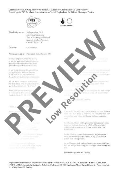 Two Love Songs - Score