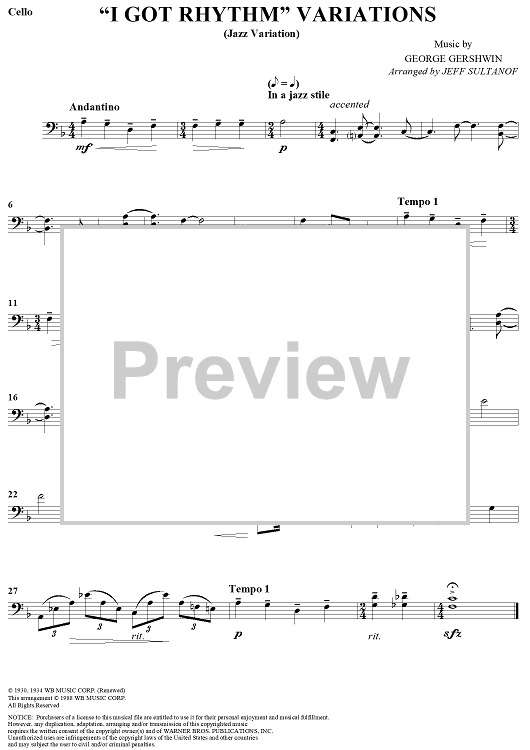 I Got Rhythm (Variations) - Cello
