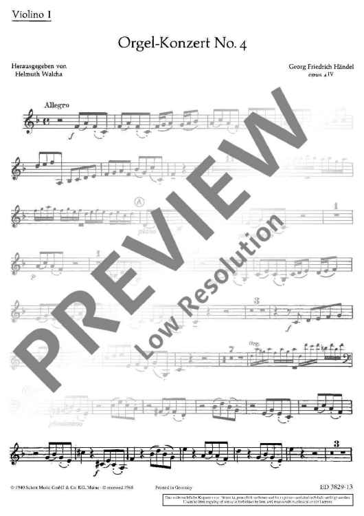 Organ Concerto No. 4 F Major - Violin I