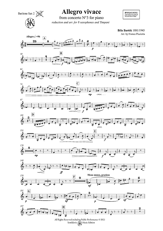 Allegro vivace -  from concerto N°3 for piano - Baritone Sax 2