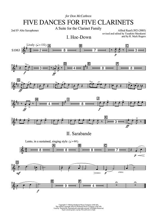 Five Dances for Five Clarinets - 2nd Eb Alto Saxophones