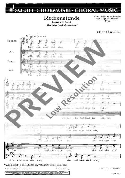 Fünf Chöre - Choral Score