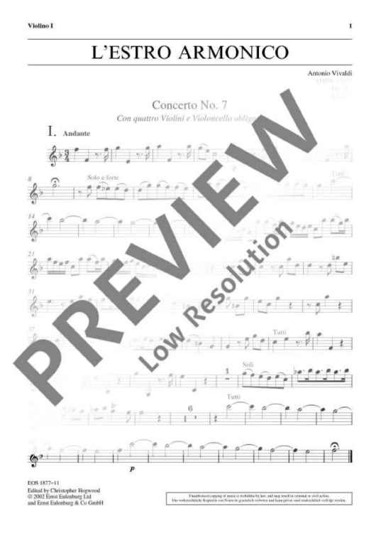 L'Estro Armonico in F major - Set of Parts