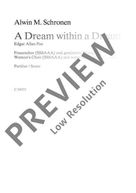 A Dream Within a Dream - Choral Score