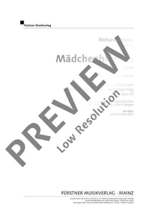 Maiden-Blossoms – Four Poems by Felix Dahn for Voice and Piano in D flat major