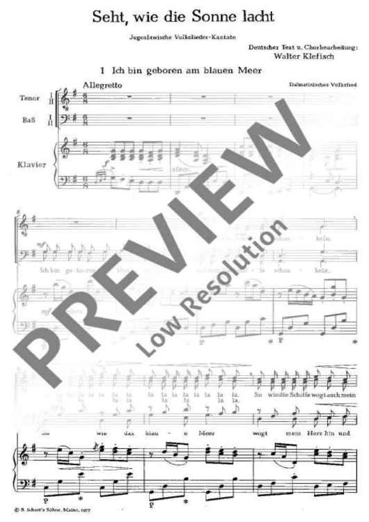 Seht, wie die Sonne lacht - Score