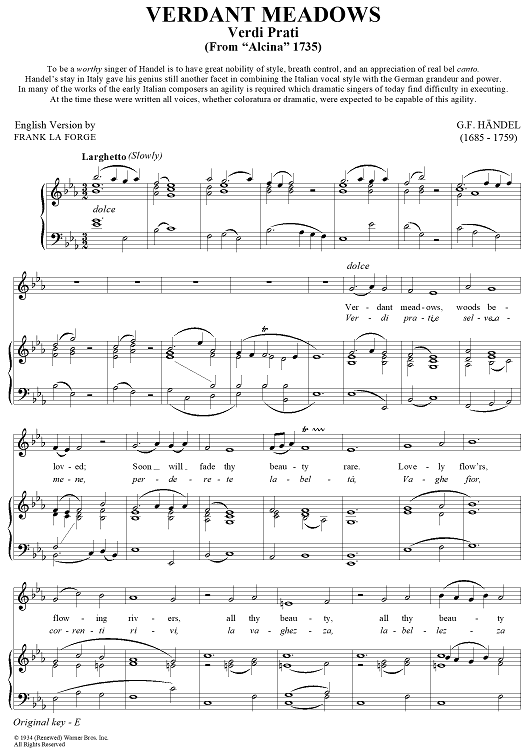 Verdant Meadows (Verdi Prati) - from Alcina