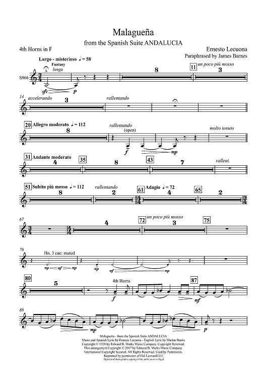 Malaguena: from the Spanish Suite ANDALUCIA - F Horn 4