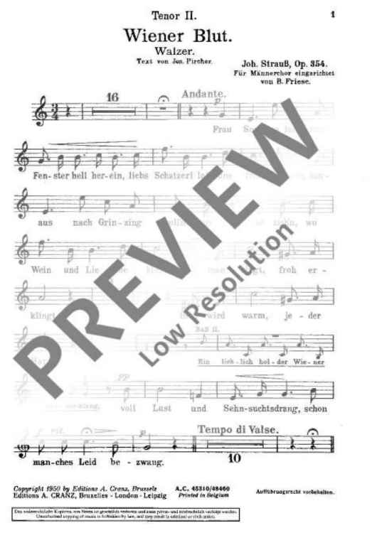 Wiener Blut - Tenor Ii