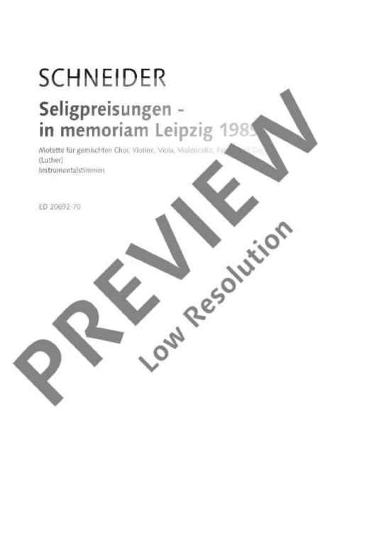 Die Seligpreisungen - in memoriam Leipzig 1989 - Set of Parts