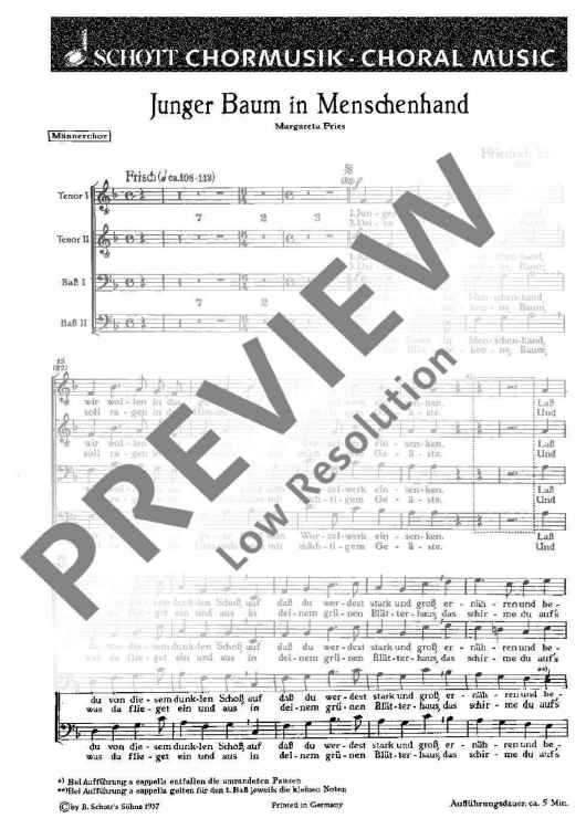 Junger Baum in Menschenhand - Choral Score