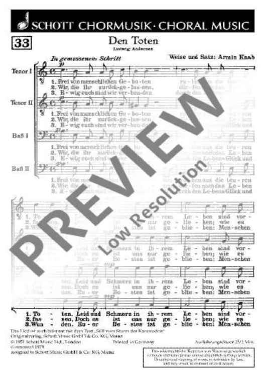 Den Toten - Choral Score