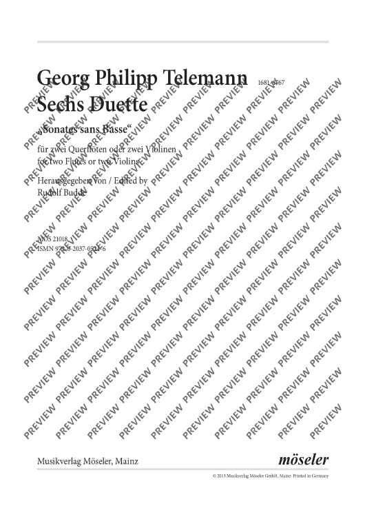 Six Sonatas - Performing Score