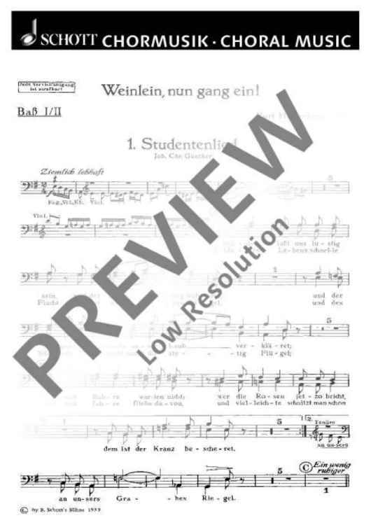 Weinlein, nun gang ein - Bass I/ii