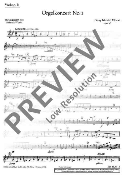 Organ Concerto No. 1 G Minor - Violin II