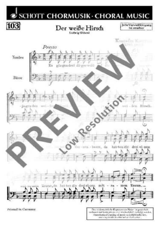 Der weiße Hirsch - Choral Score