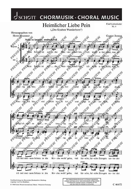 Fünf Liebeslieder - Choral Score