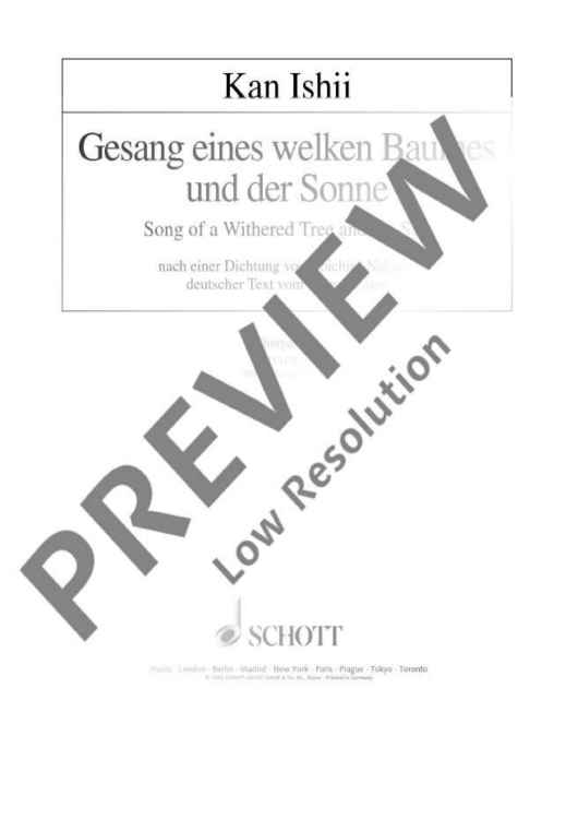 Gesang eines welken Baumes und der Sonne - Choral Score