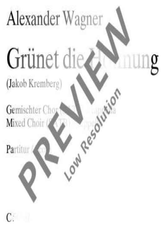 Grünet die Hoffnung - Choral Score