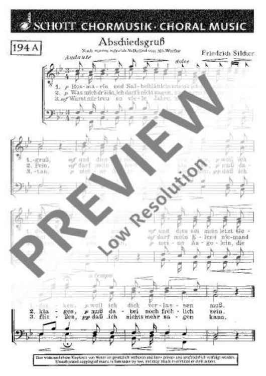 Abschiedsgruß / Untreue - Choral Score