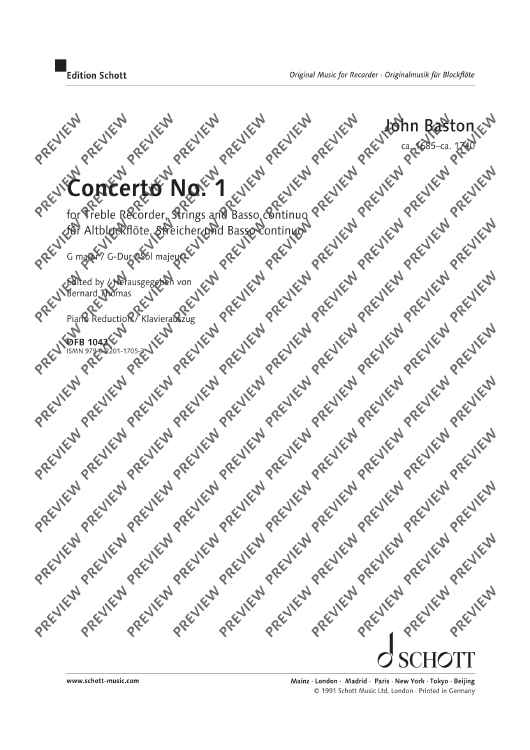 Concerto No. 1 in G Major - Piano Score and Solo Part