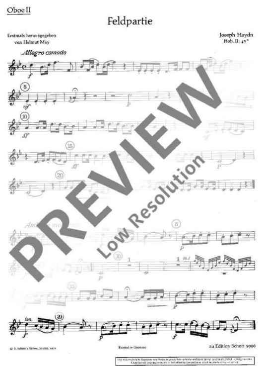 Feldpartie in G minor - Oboe Ii