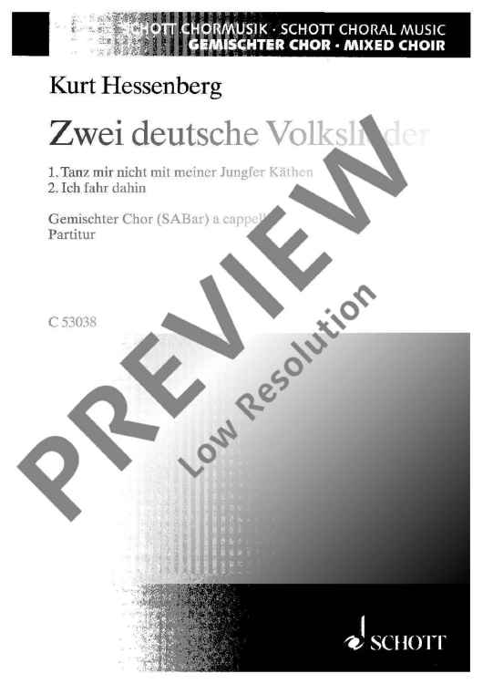 Two german Folk Songs - Choral Score