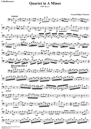 Quartet in A minor - Cello/Bassoon 1
