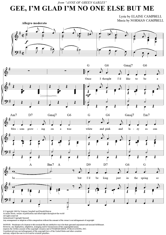 Gee, I'm Glad I'm No One Else But Me