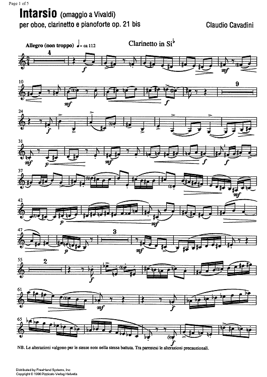 Intarsio Op.21 - Clarinet in B-flat