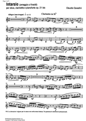 Intarsio Op.21 - Clarinet in B-flat