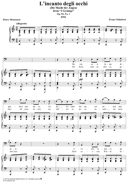 3 Gesänge Op.83, No. 1 - L'incanto degli occhi, D902