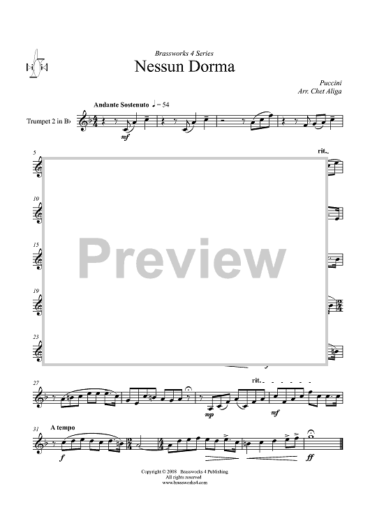 Nessun Dorma - Trumpet 2 in B-flat