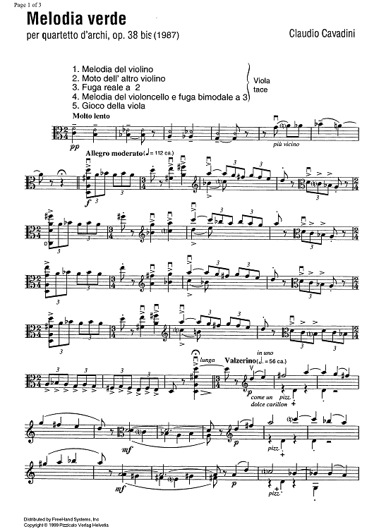 Melodia verde Op.38 bis - Viola