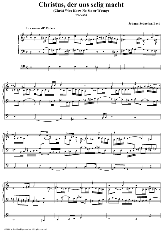 Christus, der uns selig macht (Christ Who Knew No Sin or Wrong), No. 22 (from "Das Orgelbüchlein"), BWV620