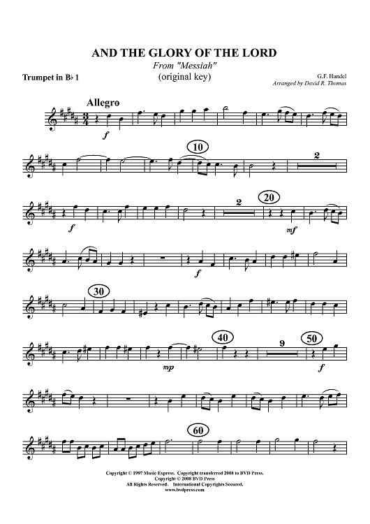 And the Glory of the Lord - Trumpet 1