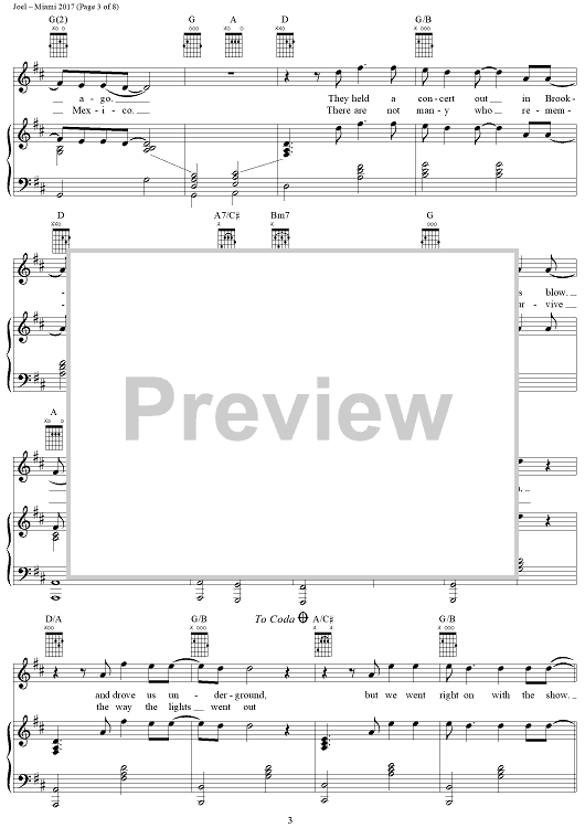 Miami 2017 (Seen the Lights Go Out on Broadway)" Sheet Music by Billy